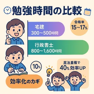 難易度と必要勉強時間の徹底比較 - 行政書士と宅建、どちらを先に取るべきか？ダブルライセンス戦略を解説